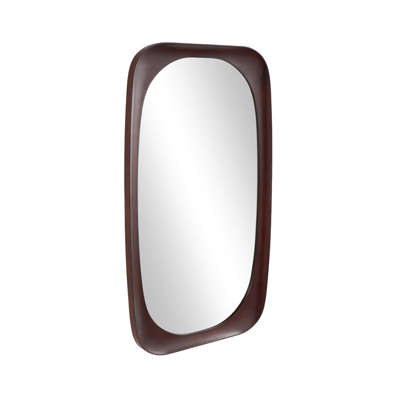 Cole And Grey Wood Oval Minimalistic Room Wall Mirror, Natural