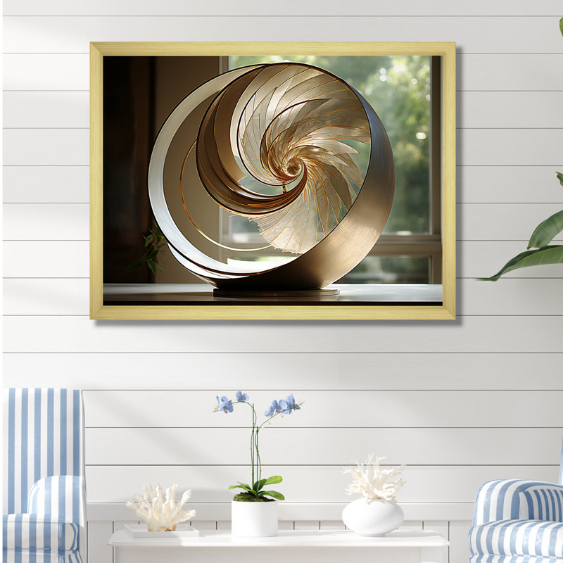«Bronze Beauty Nautilus Vortex» sur toile, H 30 po x l 40 po x P 1,5 po, Cadre doré simple