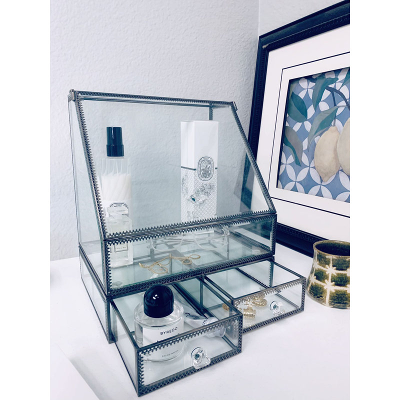Organisateur de maquillage en verre Vintage