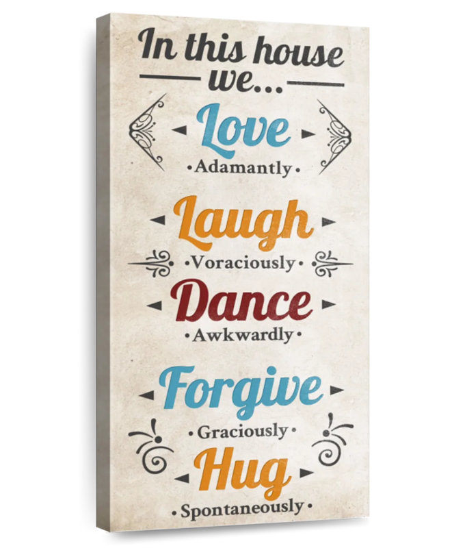 Plaque murale «Blissful Family Rules», H 54 po x l 27 po