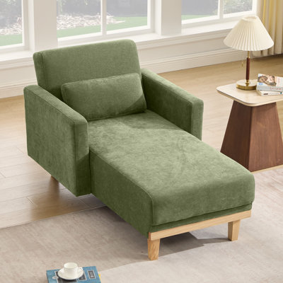 62"L Chenille Upholstered Adjustable Chaise Longue