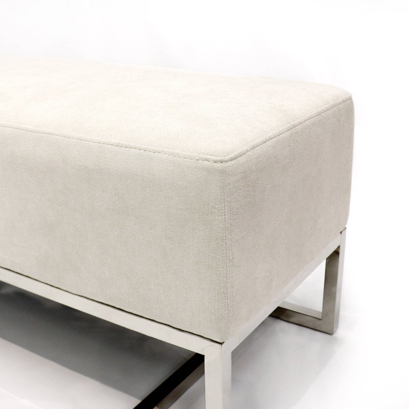 Luxe Ivory Polyester Blend 48'' Upholstered Bench