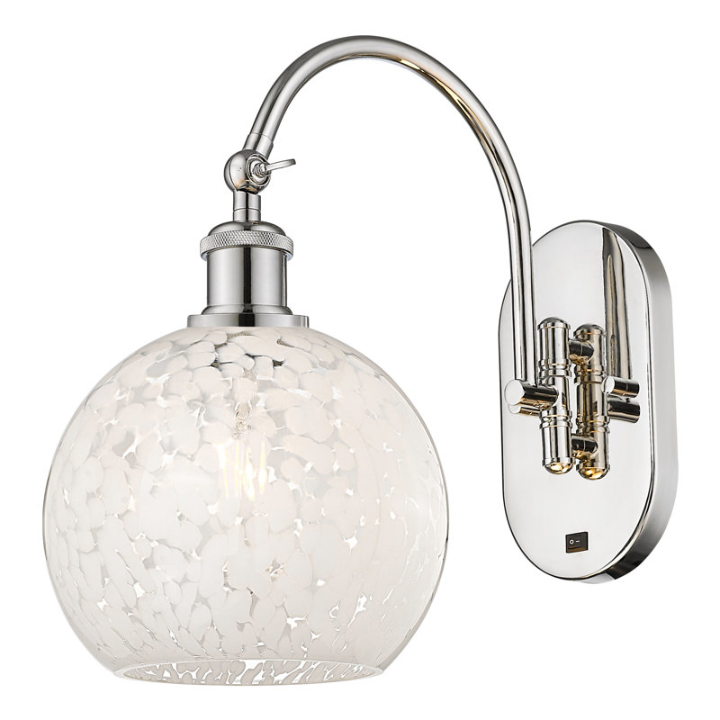 Applique murale en acier Benafield, H 13,5 po x l 8 po x P 13,5 po, Nickel poli