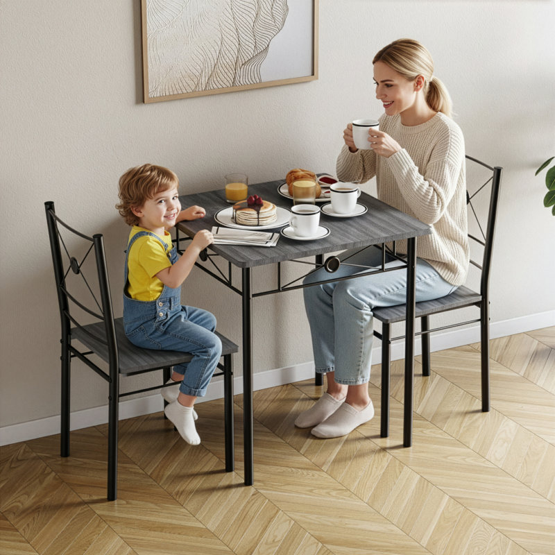 Nyvaeh 2 - Person Dining Set, Grey, Black
