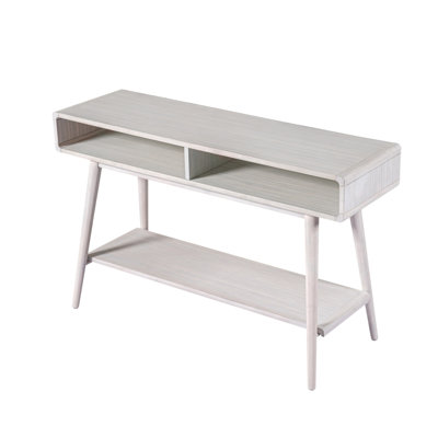 Camy Sofa Console Table, 2 Open Cubbies, 1 Lower Shelf, White 48 Inch