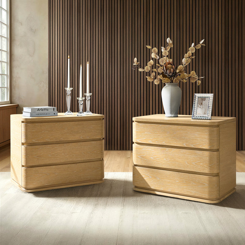 Table de chevet 3 tiroirs Waynesville, Naturel