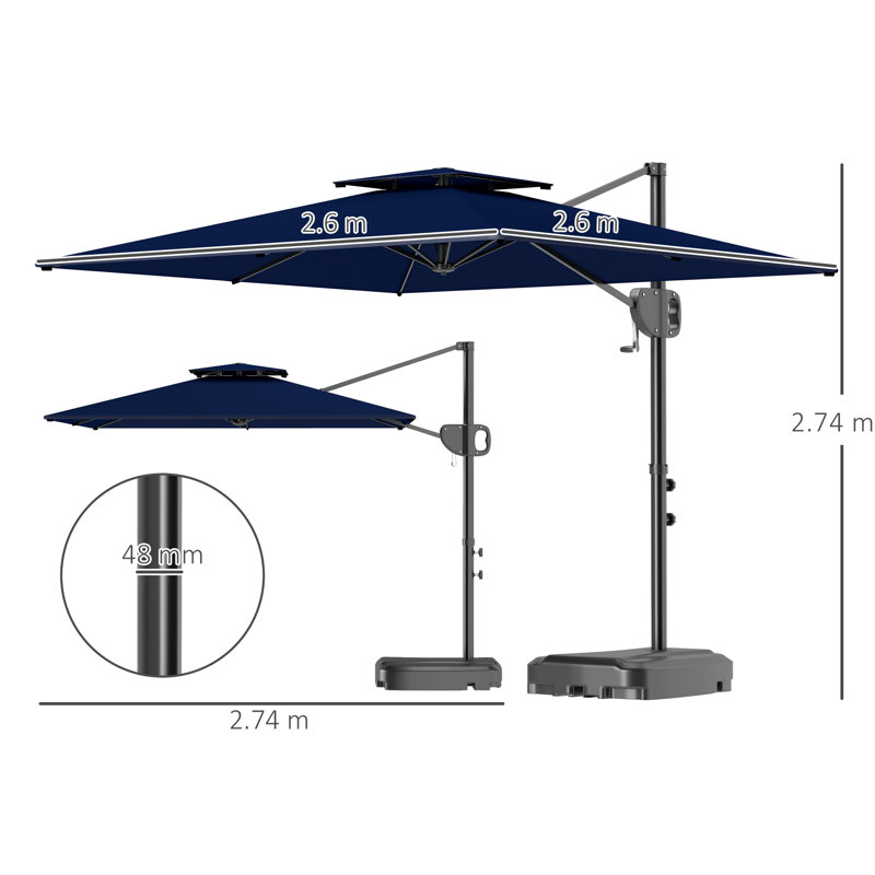 247cm Tilt Cantilever Parasol, Blue