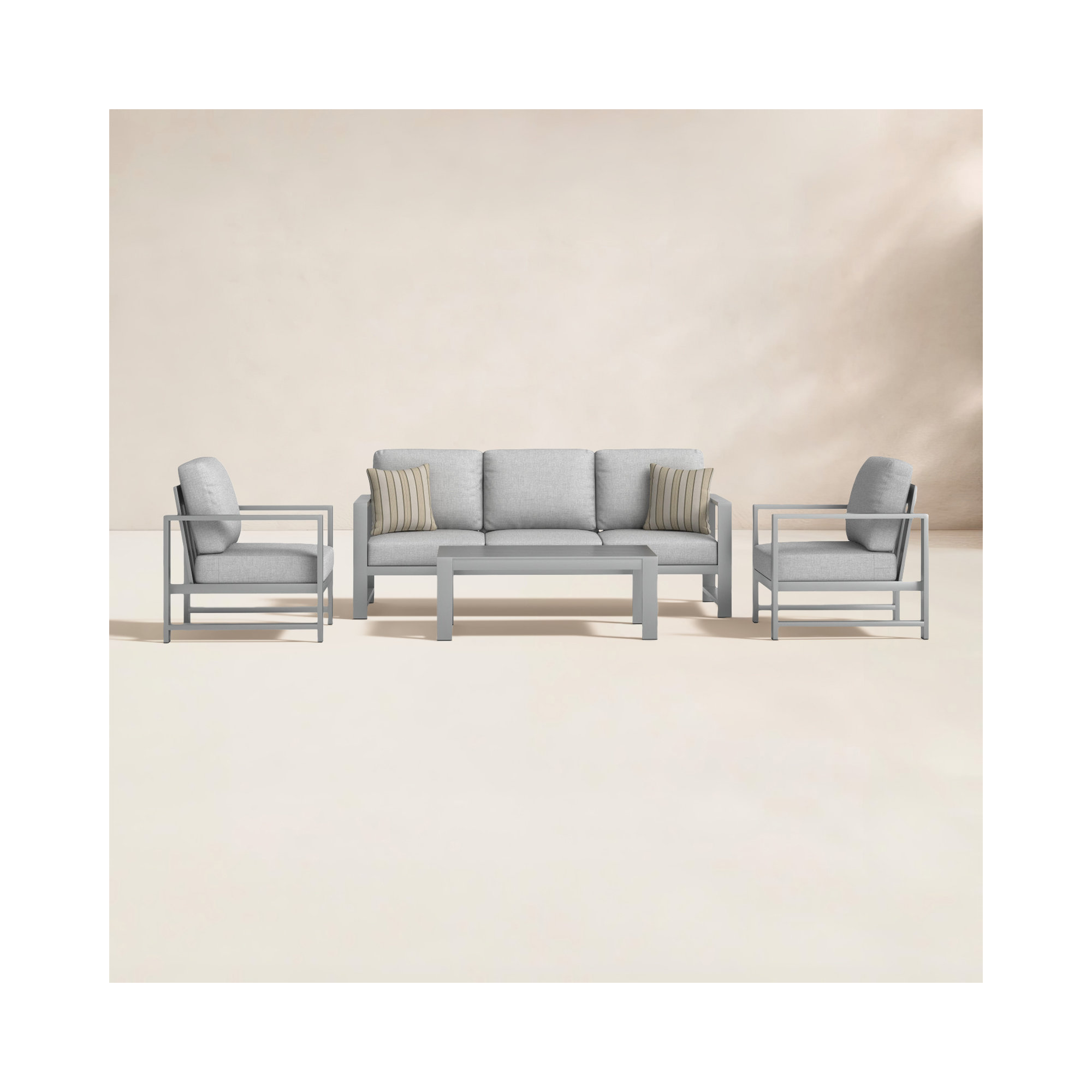 Dulcie 5 Person Seating Set with Sunbrella Cushions, Canvas Granite Sunbrella® Canvas