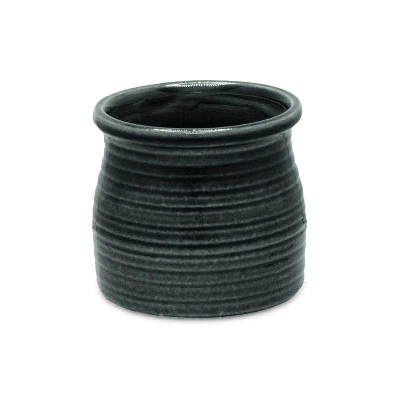 Miland Handmade Ceramic Pot Planter, Gray, 4.75" H x 5" W x 5" D