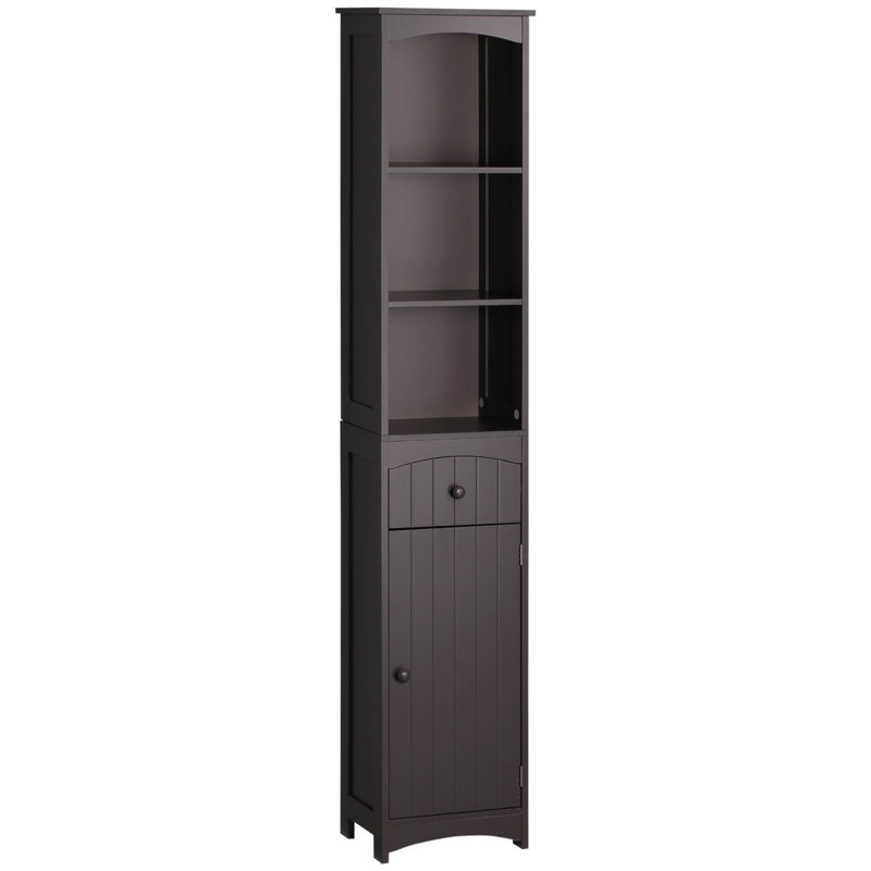 Armoire de rangement pour salle de bain, unité de rangement pour salle de bain autoportante, grande tour à linge avec tablettes à 3 niveaux et tiroir, rangement pour salle de bain