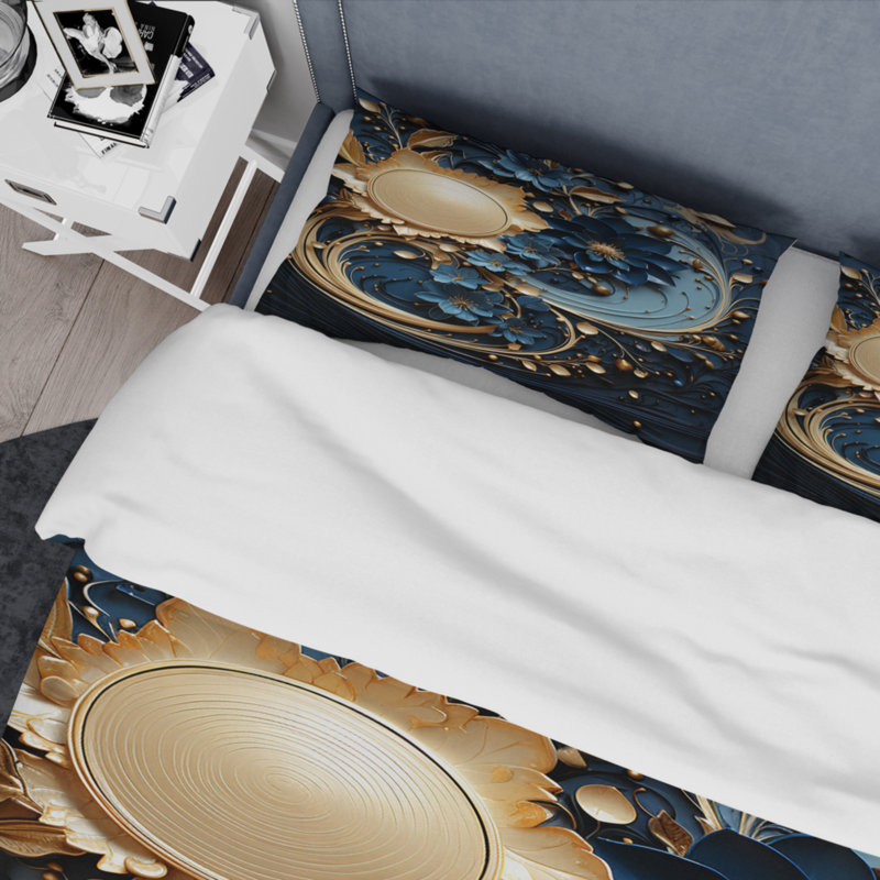 Ensemble de housse de couette en encre liquide en spirale en microfibre / polyester