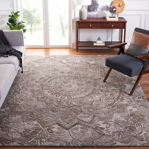 Oriental Handmade Tufted Grey /Ivory Area Rug