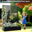 Metal Planter Wall with Trellis, Raised Garden Bed with Privacy Screen, Outdoor Planter Box for Climbing Plants, Vines, Flowers & Vegetables-92831228-92577603