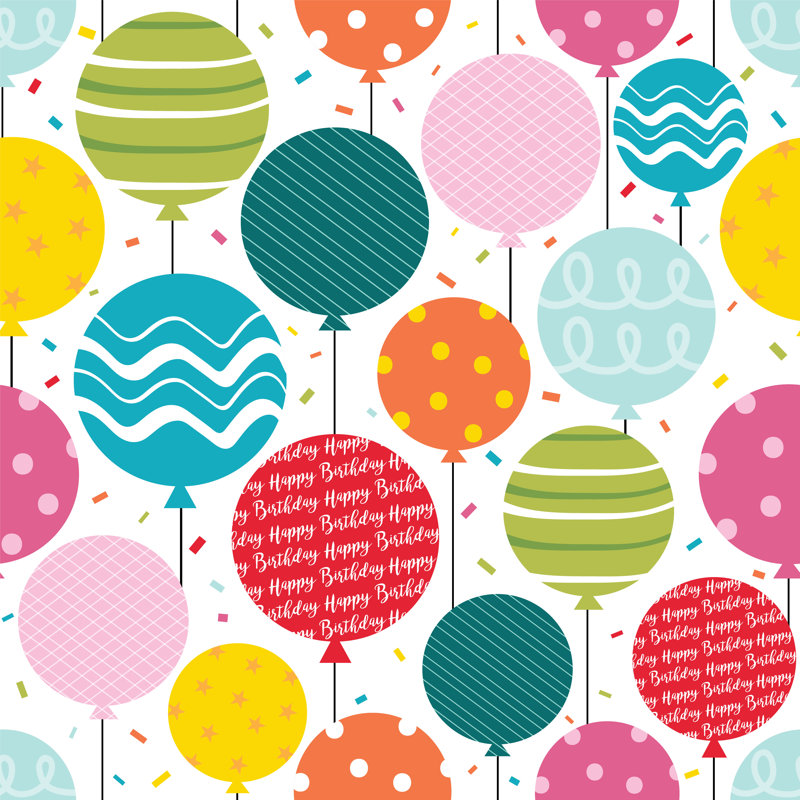 Birthday Seamless Pattern With Colorful Balloon Design by Hazelnut_2630 - Wrapped Canvas Print, 30cm H x 30cm W x 3.8cm D