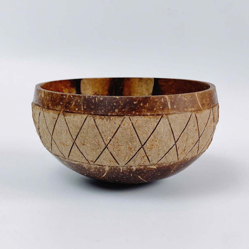 Bol de noix de coco naturel à motif croisé - 3E76AE18D815499B87BE90932587AB85