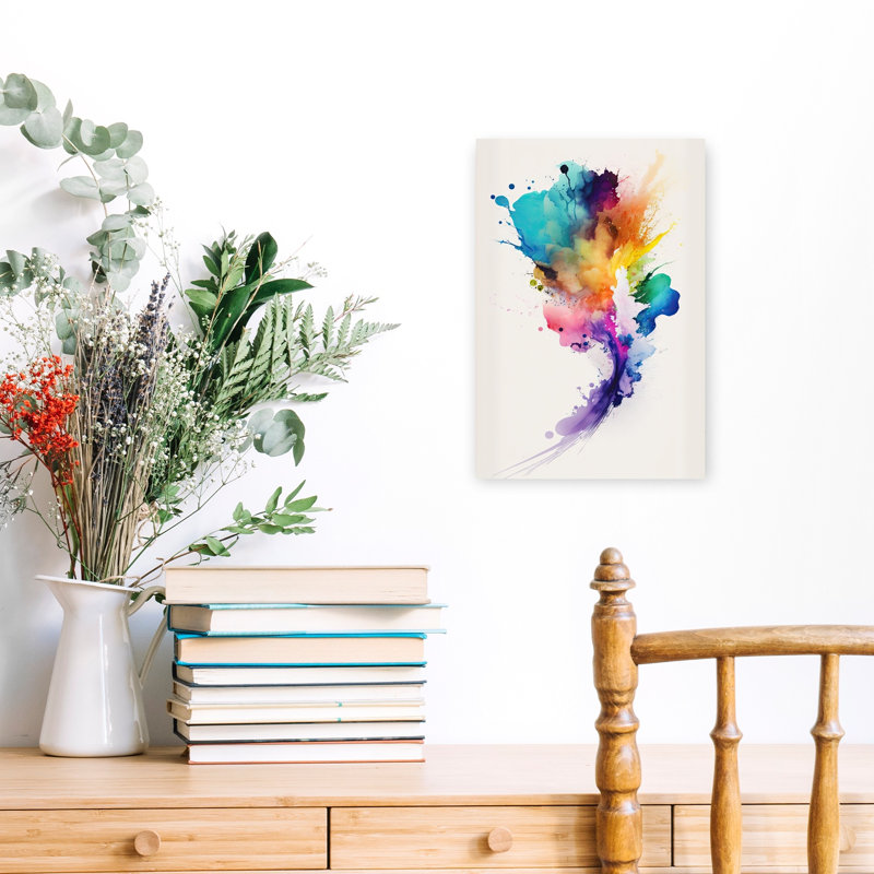 Vibrant Color Explosion Abstract Colorful Modern Landscape Nature Wall Art Print by Mauro - Wrapped Canvas Print