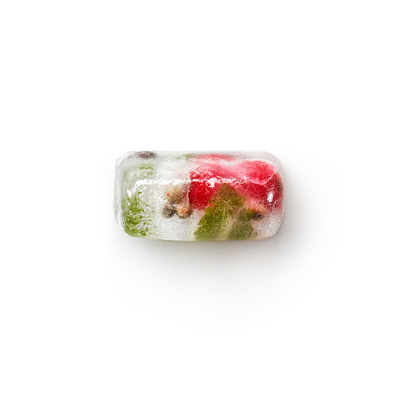 Lékué Rectangular Ice Cube Tray with Lid, Red