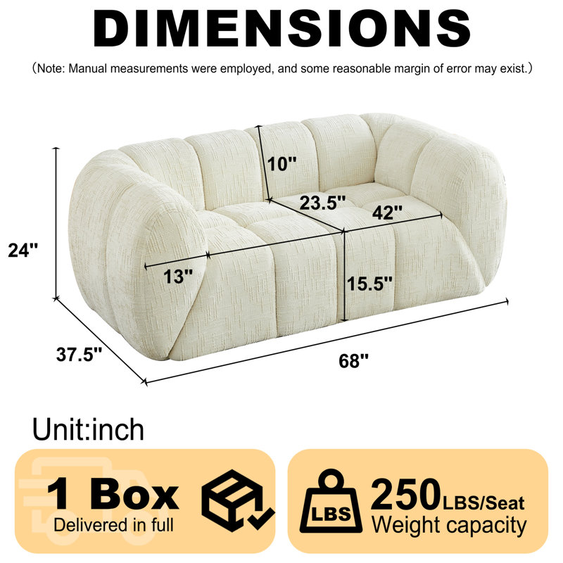 Canapé confortable en chenille moderne, conception matelassée à assise profonde pour la maison