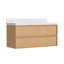 Ensemble de meuble-lavabo flottant 48 po avec plateau en marbre et lavabo simple encastré, texture rotin 48 po