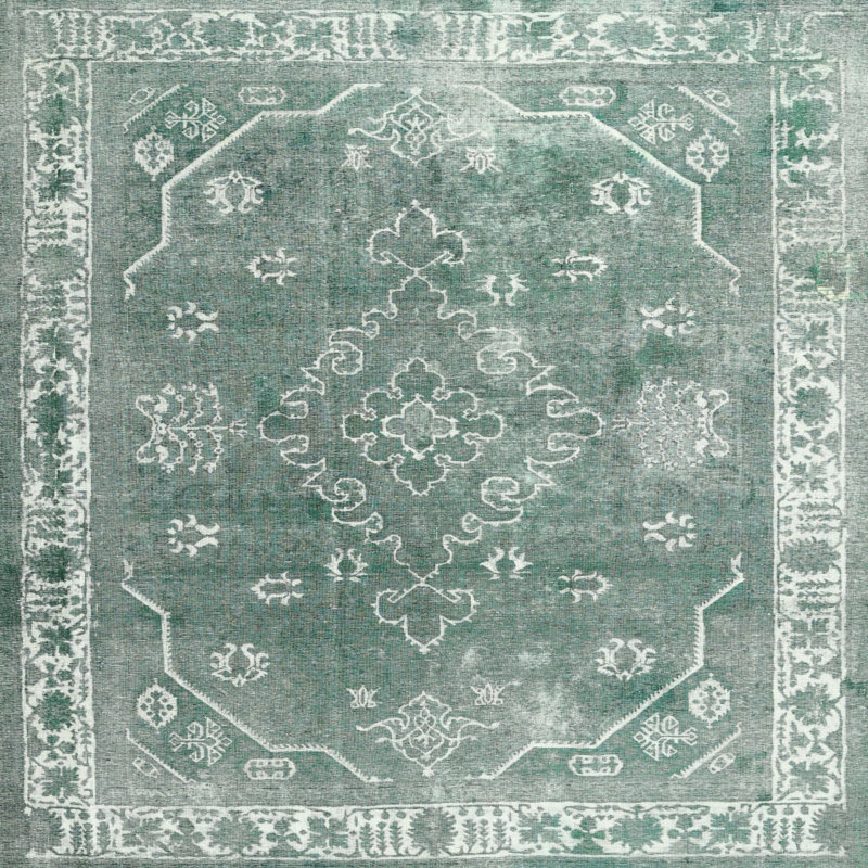 Tapis contemporain vert mer, Carré 6 pi