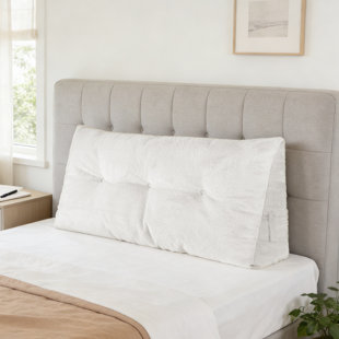 Tête de lit confortable avec coussin triangulaire et poches latérales