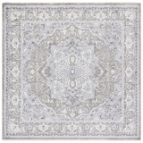 Clover Oriental Area Rug in Green / Light Grey