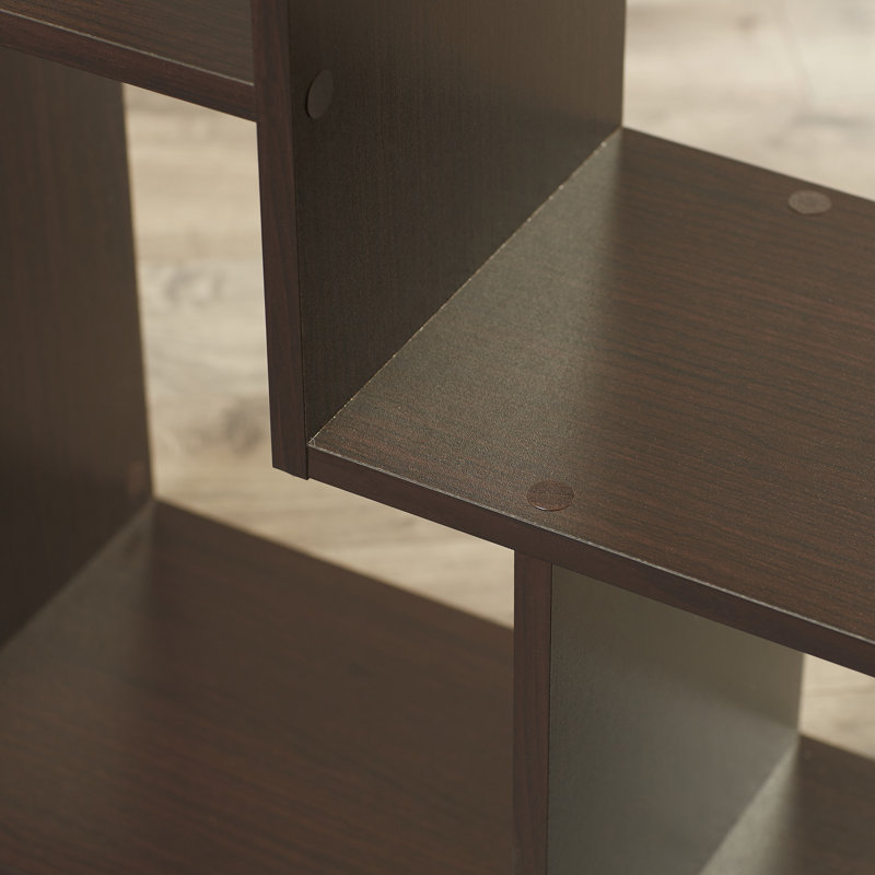 Winou 71''H 8-shelf Geometric Display Bookcase, Dark Walnut