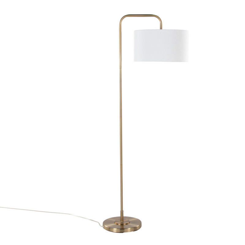 Puck 63" Contemporary Metal Floor Lamp With Linen Shade From Grandview Gallery, Gold