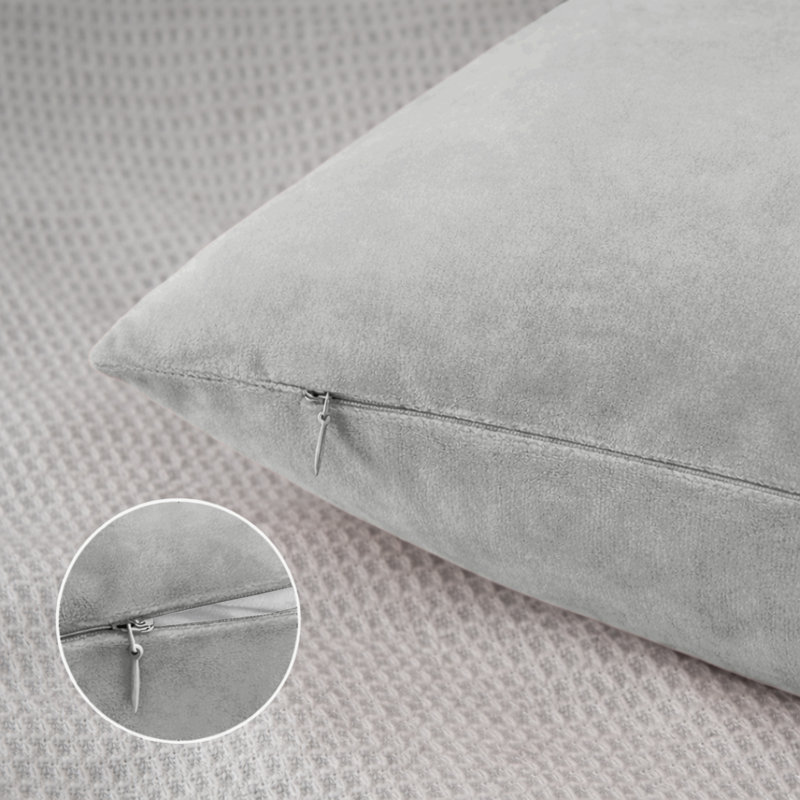Square Scatter Velvet Cushion Cover ( Set of 4 ), Silver