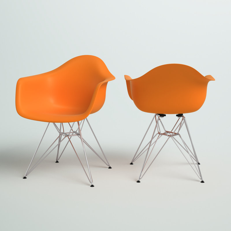 Chaise en plastique Herculaneum avec base chromée, Orange