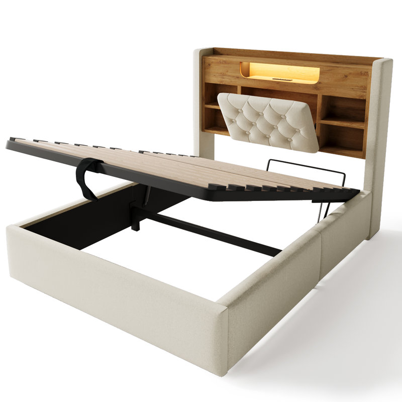Bed, Beige, Double (4'6)