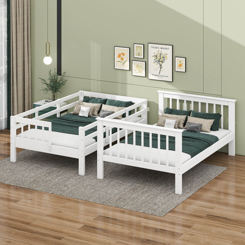 Lit superposé double en bois avec rangement, Blanc