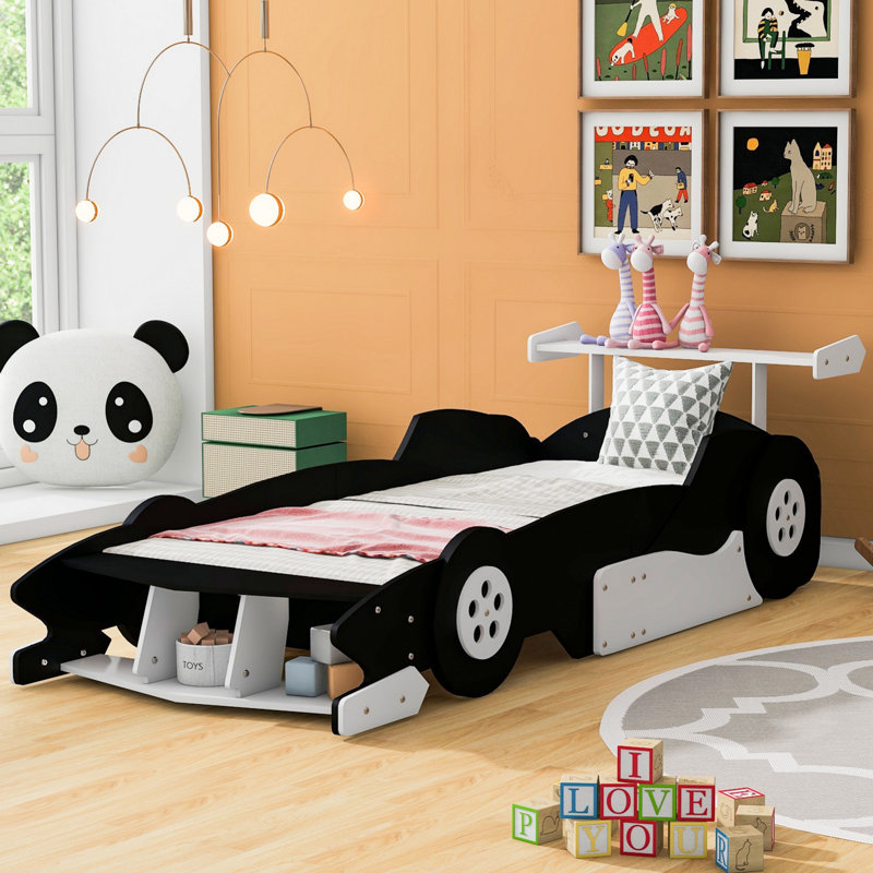 Car-Shaped Platform Bed with Wheels, Full, Black