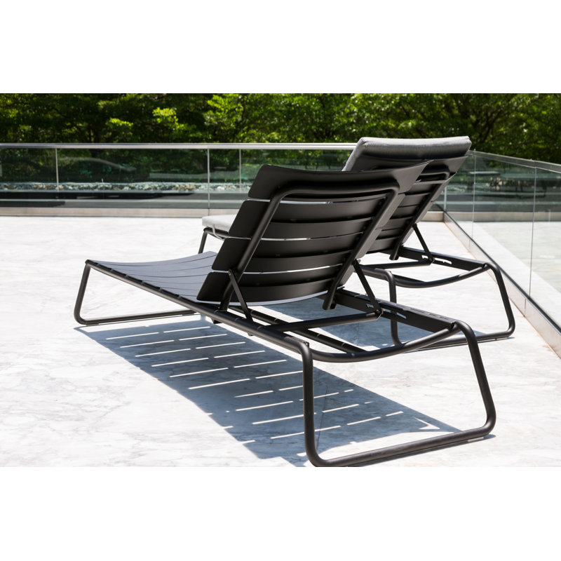 Corail Reclining Chaise Lounge with Cushions, Pastel Blue