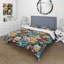 Literie de fleurs bleues et beiges éclatantes-714653741