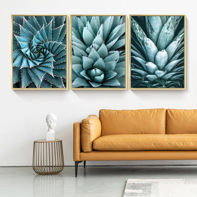 Cactus - ensemble de 3 reproductions d'art sur toile