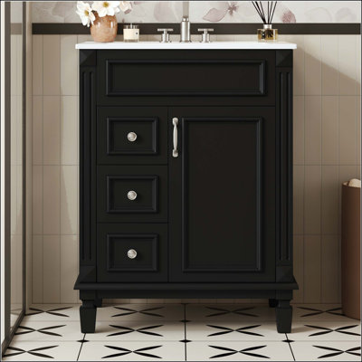 24" French-Style Bathroom Vanity with 2 Drawers