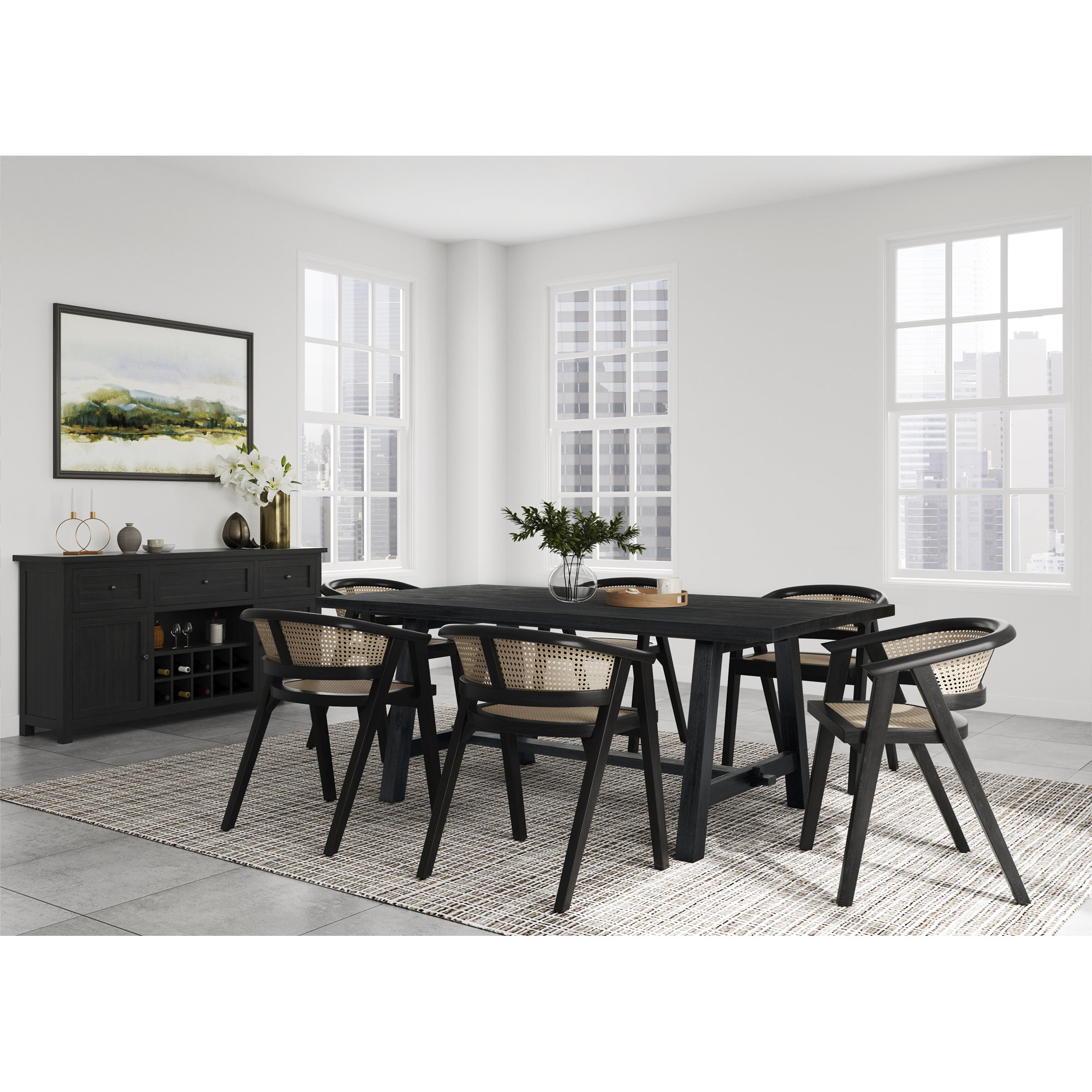 Alexa 79'' Dining Table, Brushed Black