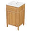 Meuble-lavabo en bois de 20 po avec lavabo, pieds en bois massif, tablette réglable, tiroir inclinable, poignées en bois, armoire autoportante moderne pour petite salle de bain