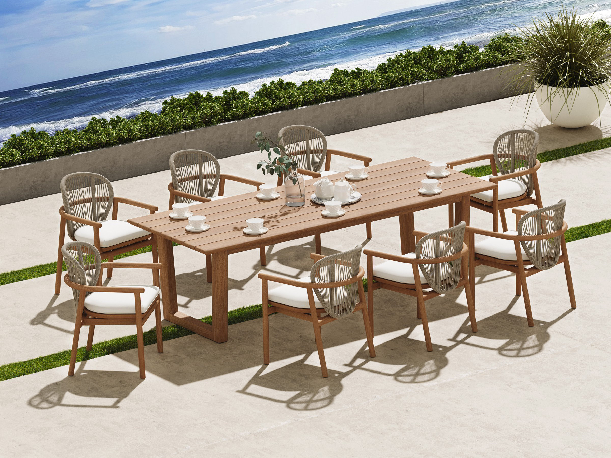 Teak Smith Fensee Rectangle 98'' L Outdoor Dining Set | Wayfair