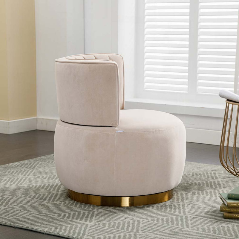 Fauteuil demi-tonneau Accent, Velours beige
