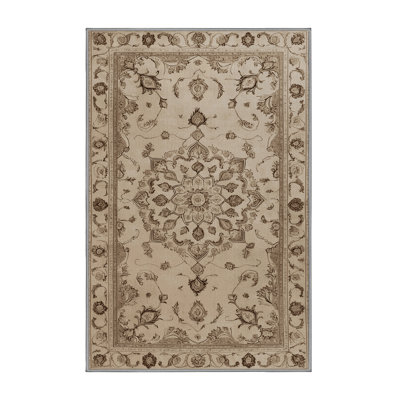 Tapis gris Tabriz lavable à la machine
