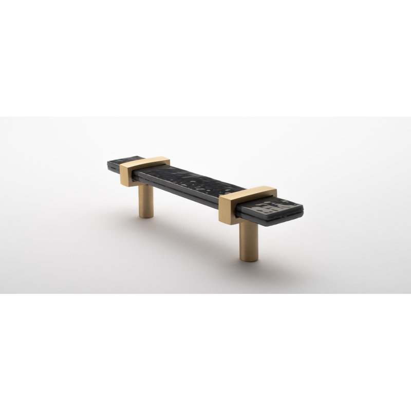 5.5 Length Bar Pull, Satin Brass/Slate Gray