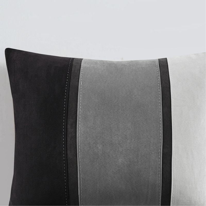 Édredon 7 pièces - Faux suède, très grand, noir, fer à repasser pour un look moelleux, coussins décoratifs en daim très grand, rembourrage, lavable à la machine, élégant