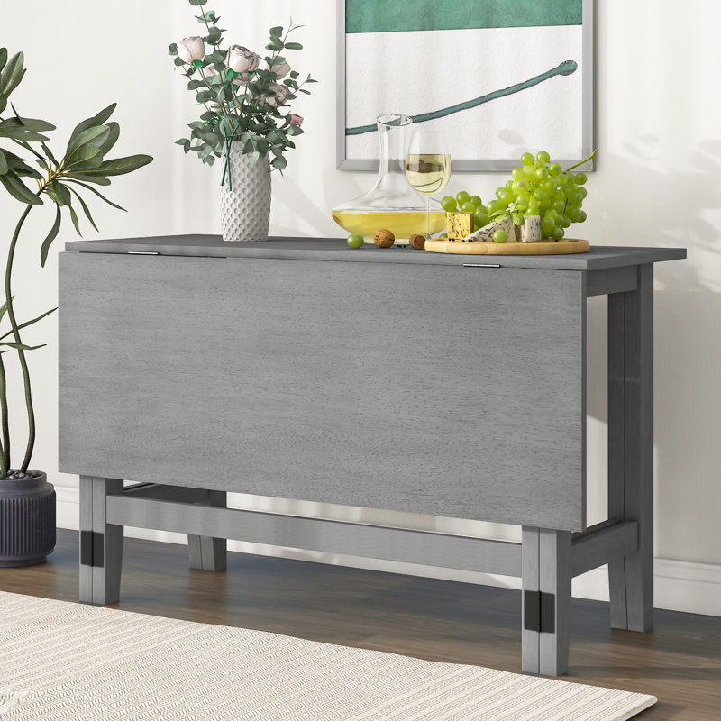 Table de salle à manger extensible 47 po avec abattant Farmhouse, Gris