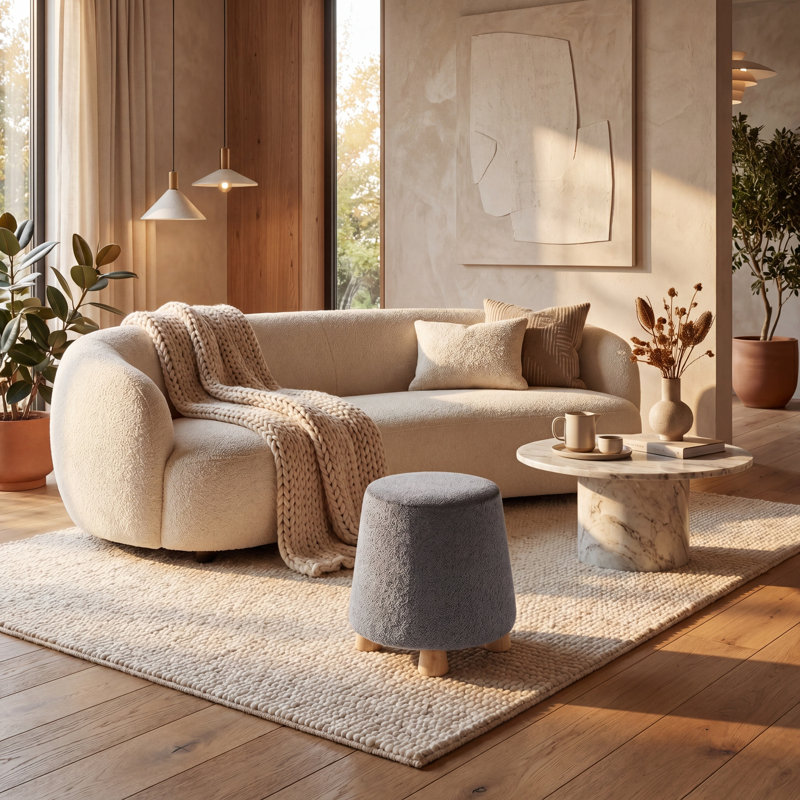 Repose-pieds rond en chenille, Gris foncé