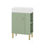 Petit meuble-lavabo 21,6 po avec lavabo en céramique, meuble-lavabo autoportant avec porte à fermeture en douceur, rangement sur le côté droit-330648942