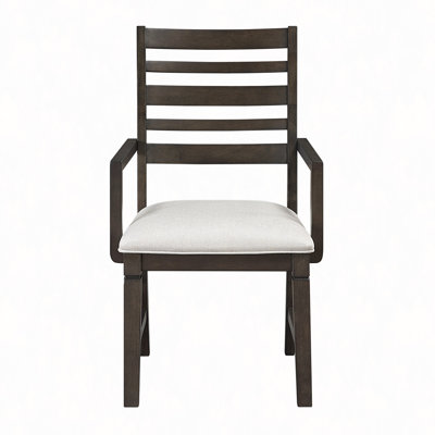 Arm Chair Set Of 2Pc, Upholstery Seat Wooden Dining Furniture
