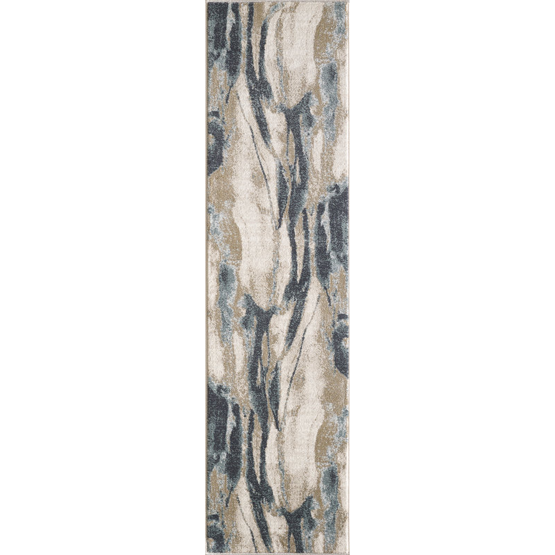Kohsuke Area Rug, Runner 2' x 7'7", Ivory/Blue