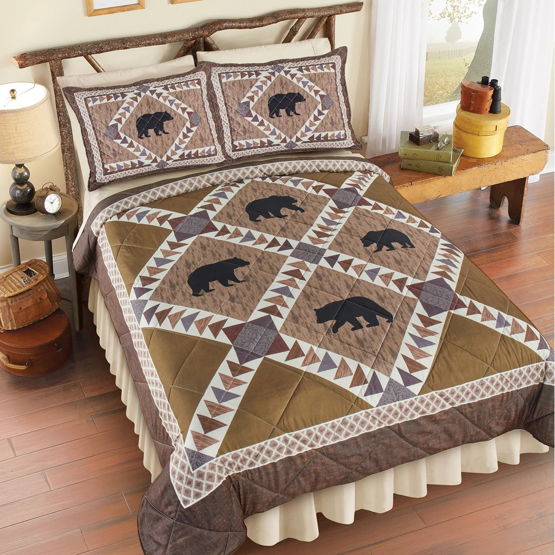 Northwoods Rustic Bear Patchwork Comforter Set Winston Brands 